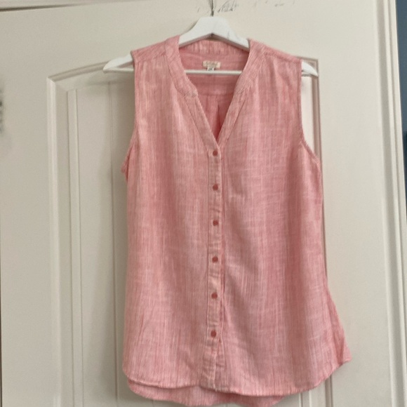 Weatherproof Tops - Pink Tone Part Linen Sleeveless Top